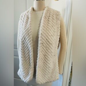 Chico's Ivory Faux Fur Vest with Tag